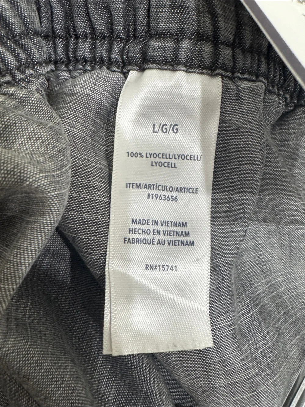 Splendid Drawstring Wide-Leg light charcoal grey cropped pants size L - Picture 7 of 7